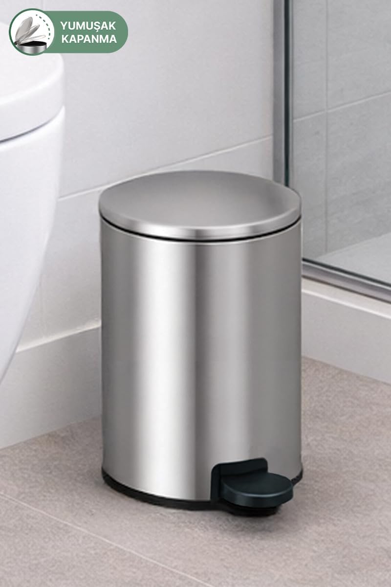 Cigo 3 LT Banyo Mutfak Ofis Çelik Çöp Kovası - Metalik