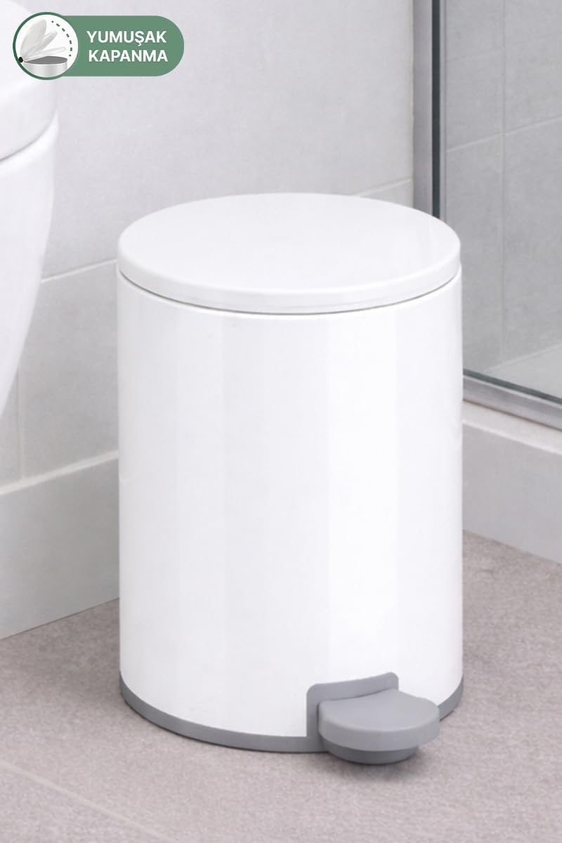 Cigo 3 LT Banyo Mutfak Ofis Çelik Çöp Kovası - Beyaz