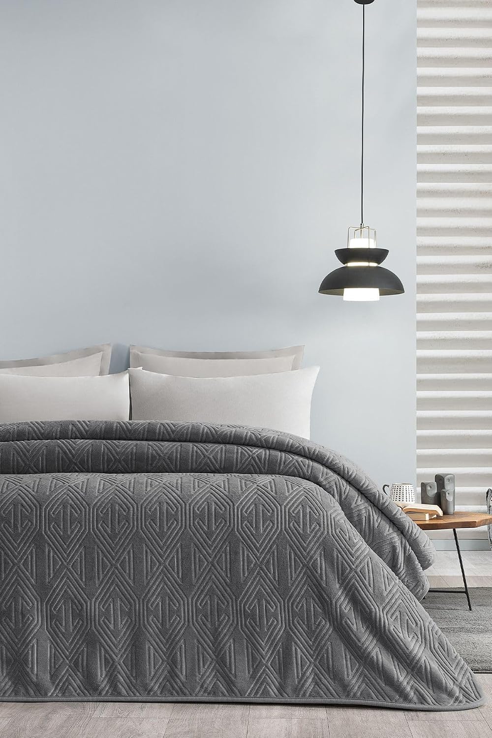 Melan Çift Kişilik Emboss Battaniye - Gri, 200 x 220