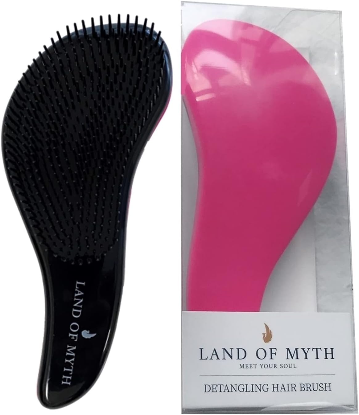 LOM1012 Curved Detangler, Yetişkin & Çocuklar İçin Kavisli Dolaşık Saç Açma ve Düğüm Çözücü Tarak & Fırça, Islak, Kuru, Düz, Kıvırcık Saçlar İçin (Pembe)