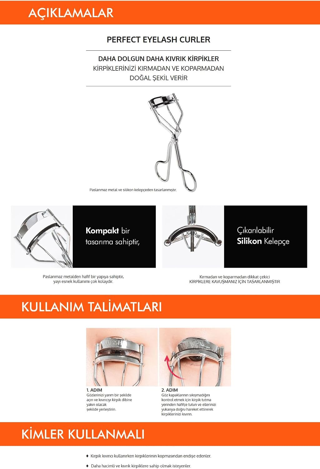 Kirpiklere Zarar Vermeden Şekil Veren Kirpik Kıvırıcı