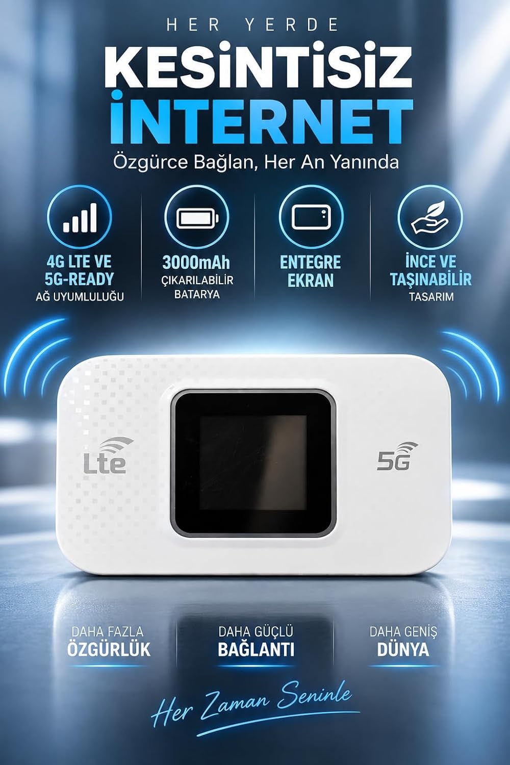 M5 4G LTE 5G Ready Mobil WiFi 3000mAh Batarya Type-C 5G