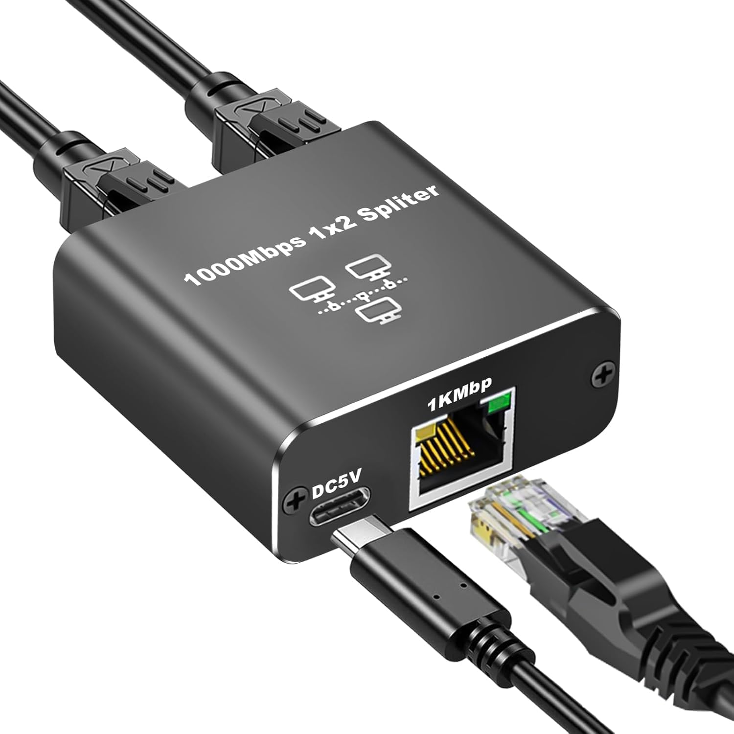 1 Gigabit Ethernet Anahtarı 2 Bağlantı Noktalı 1000Mbps, RJ45 1 ila 2 Ethernet Splitter, RJ45 LAN Ağ Anahtarı 1-2 Gigabit Ağ Bölücü, Bilgisayar, HUB, Anahtar, Yönlendirici ZR861
