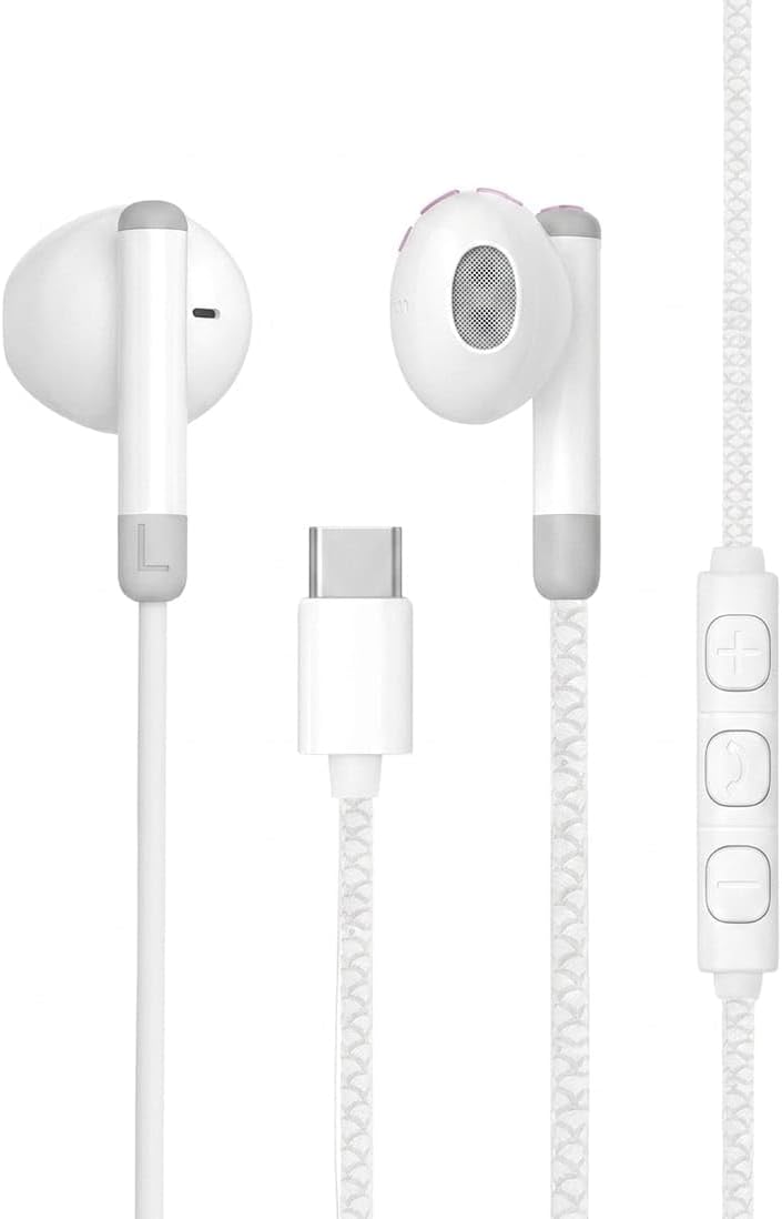 Type c Kablolu Kulaklık, Type-C Girişli, Cihaz Seçmez, HiFi Ses, Dahili Mikrofon, Ergonomik Tasarım, Hasır Sarım, Kablo üzerinde ses açma kapama ve cevaplama tuşlu BEYAZ C01