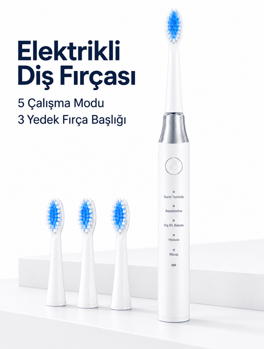 Elektrikli Diş Fırçası 3 Yedek Başlıklı