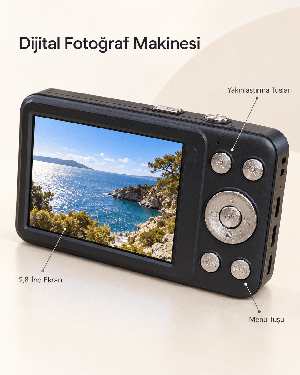64 GB’a Kadar Hafıza Kartı Destekli Siyah Dijital Fotoğraf Makinesi