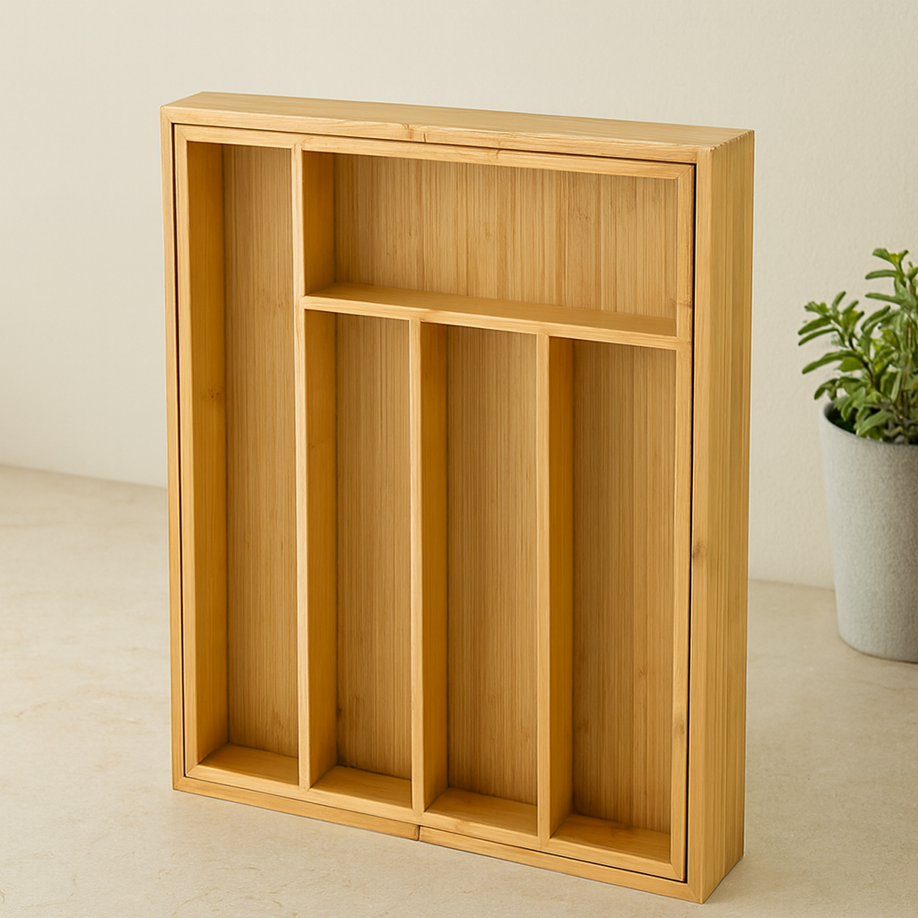 Bambu Çekmece Kaşıklık 7 Bölmeli Çok Amaçlı Organizer
