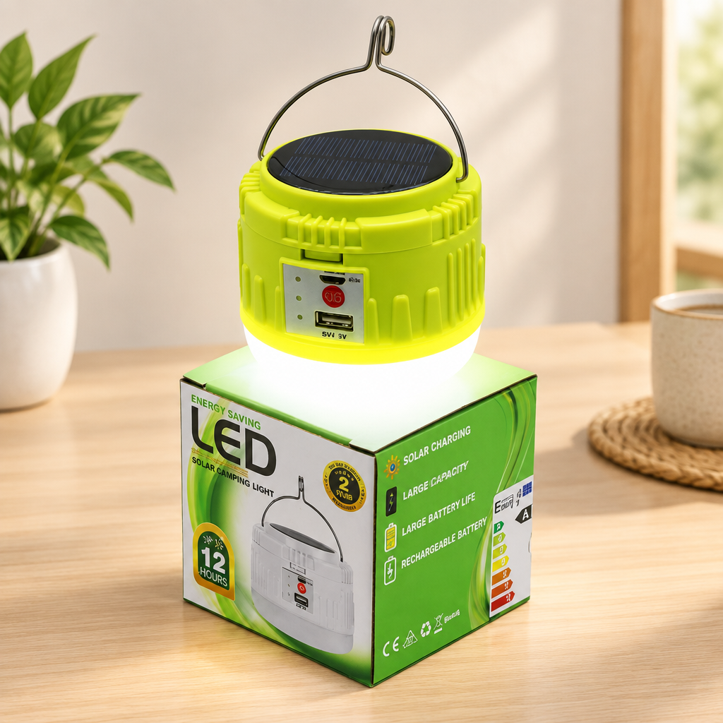 USB Şarjlı LED Solar Kamp Lambası