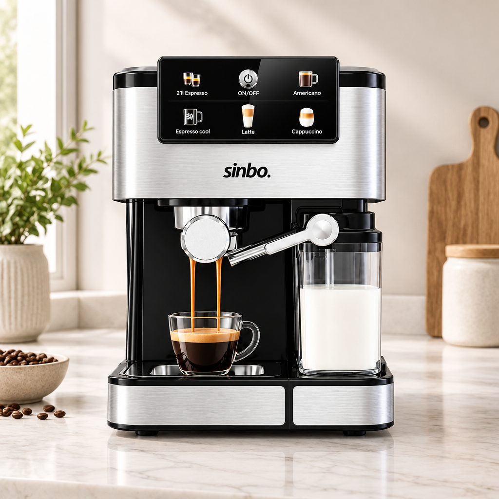Espresso Kahve Makinesi 6 Programlı, 1.5L Su & 500ml Süt Hazneli