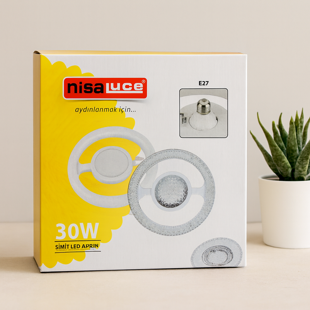 30W E27 LED Ampul 6500K 2700 Lumen Simit Model (Mika Kristal Plastik Cam)