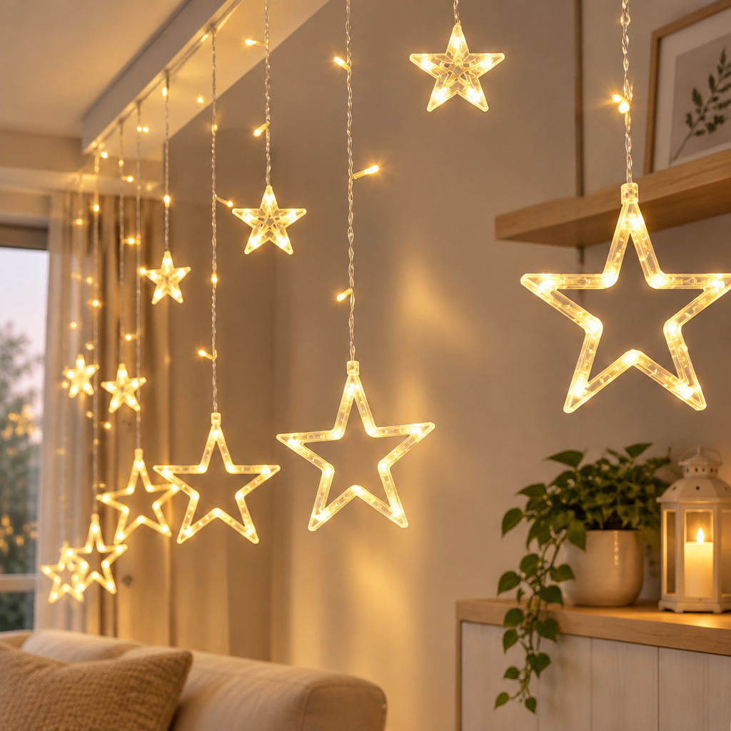 LED Perde 3 m 120 LED'li Yıldız Modeli