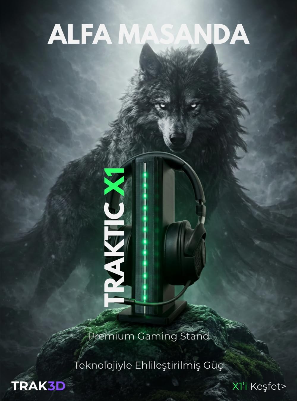 TRAKTIC X1 – RGB Işıklı Gaming Kulaklık Standı | Remote Controller, USB Güç Bağlantılı, Masaüstü Kulaklık Standı, Dayanıklı Oyun Kulaklığı Tutucu, PC Oyuncu Kulaklık Aksesuarı için Premium Tasarım