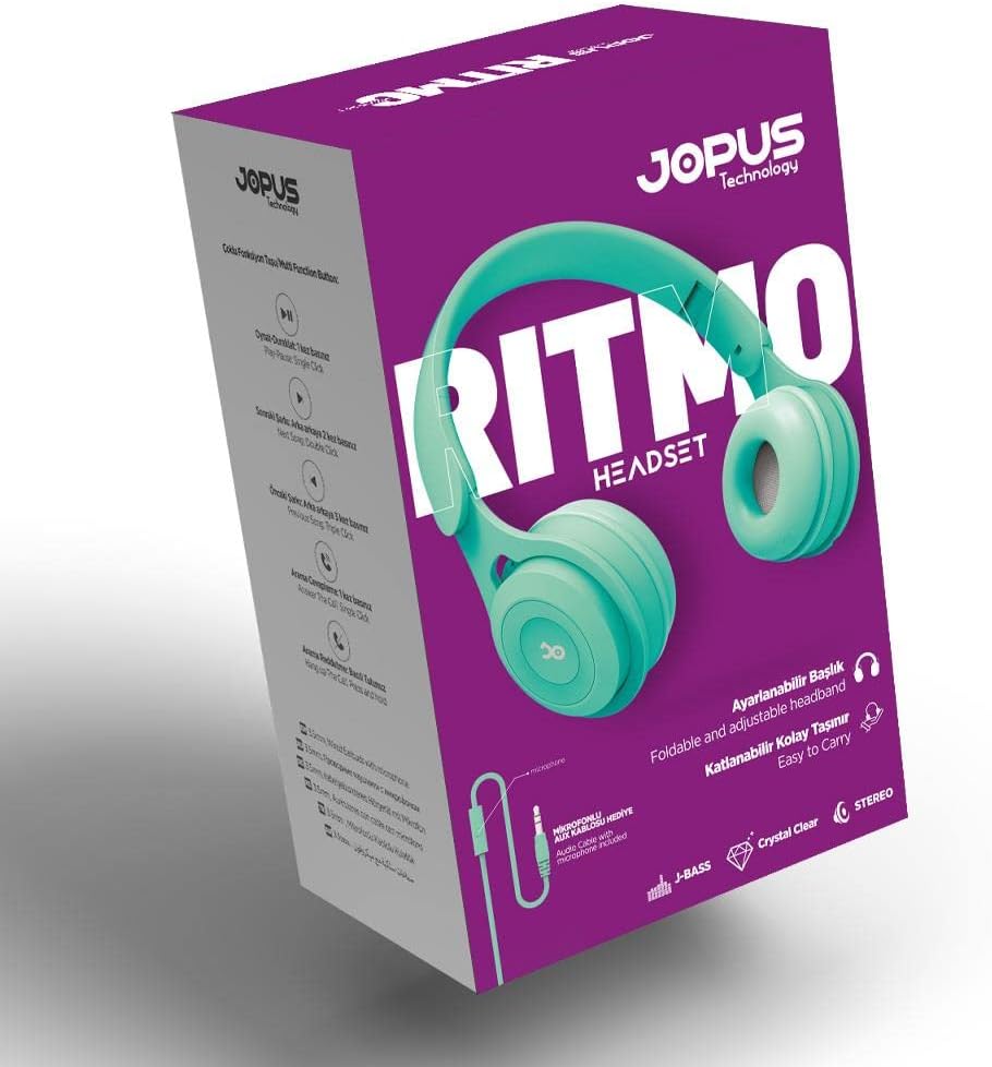 Ritmo Kulak Üstü Kablolu Kulaklık Katlanabilir JS-80 (Yeşil)