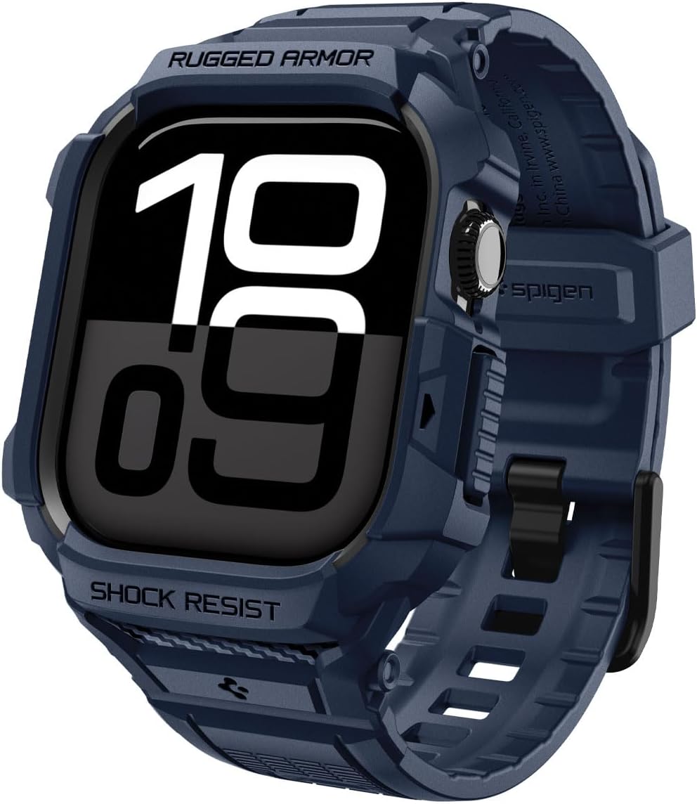 Apple Watch 46mm Seri 11/10 ile Uyumlu Kılıf & Kordon Kayış Rugged Armor Pro 2 Navy Blue - ACS10505
