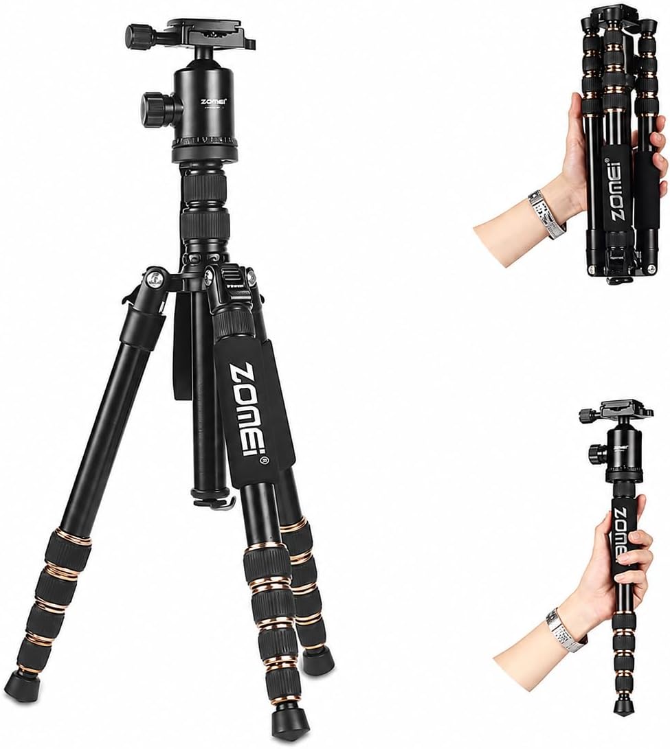 Profesyonel Tripod, 149 cm, 13 Kg Taşıma Kapasiteli, 360° Bilye Başlıklı, Hızlı Bırakma Plakalı, Telefon Tutuculu, Uzaktan Kumandalı, Kaymaz Ayaklı Kamera ve Telefon Tripodu | Zomei Z-669