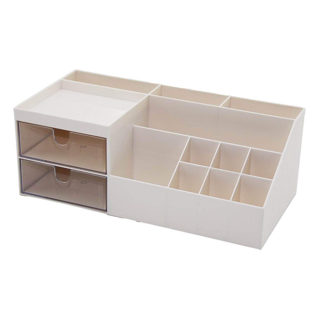 2 ÇEKMECELİ + 12 BÖLMELİ PLASTİK MAKYAJ - TAKI ORGANİZER 12X24CM-- Y: 4-6-7-8-9CM