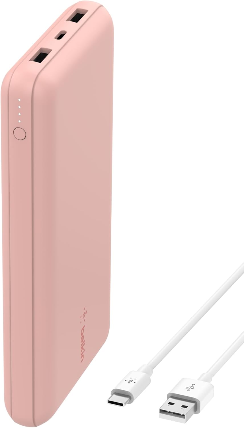 USB C Taşınabilir Şarj Cihazı 20000 mAh, USB Tip C Giriş Çıkış Bağlantı Noktalı 20K Güç Bankası için USB C - A Kablosu Dahil 2 USB A Bağlantı Noktası – Rose Gold