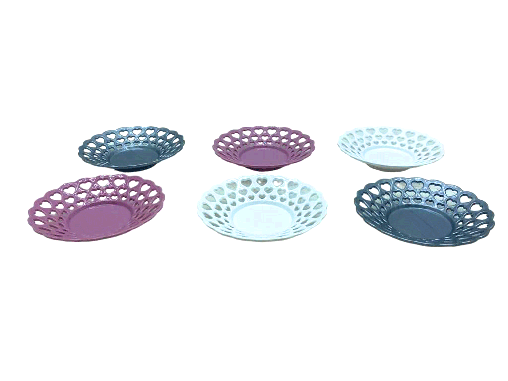 6 Parça Renkli Plastik Çay Tabak