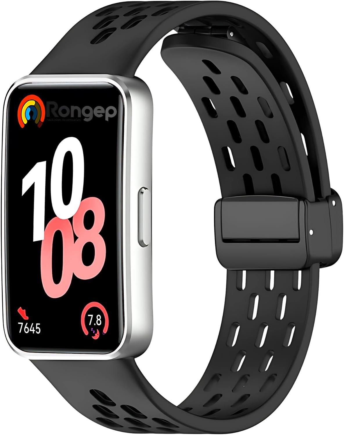 [Air-Loop] Huawei Band 10-9-8 ile Uyumlu Kordon Manyetik Kilit Mekanizmalı Huawei Band 10 Yumuşak Silikon Kordon Nefes Alabilirlik Sağlayan Delikli Tasarım Huawei Band 10 Kordonu