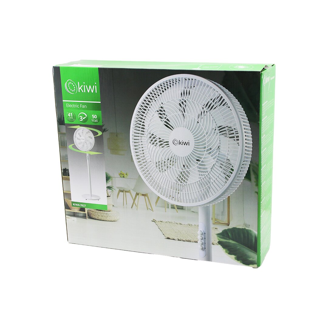 Kiwi KFAN-7627 41CM 50W Ev Tipi Ayaklı Vantilatör 3-KADEME Hız 9-PLS.KANAT Sigortalı Sessiz Motor Yükseklik: 125CM