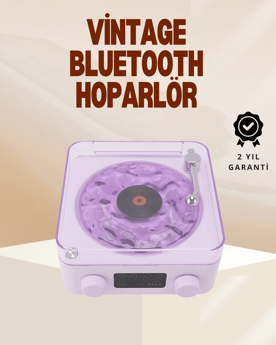 Retro Pikap Hoparlör – Şarjlı Kablosuz Projektör ve Gece Lambası