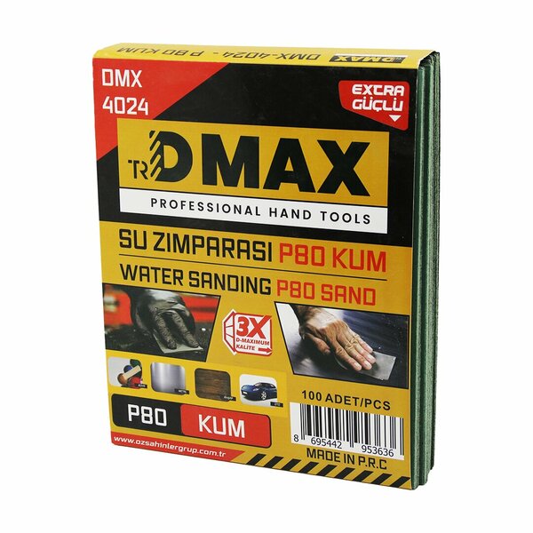 100 Adet P80 Kum - Kağıt - Su Zımparası - 230X280MM - Kullanım= Boya - Metal - Ahşap - Oto