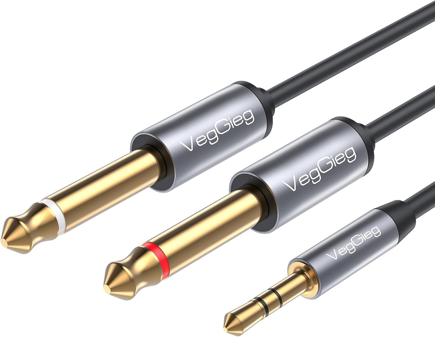3.5mm to 6.35mm 2*Mono Amfi Enstrüman AUX Ses Kablosu 1.8 Metre
