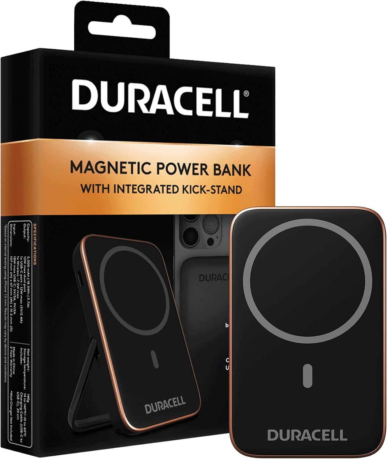 Manyetik Powerbank 5000 mAh – MagSafe uyumlu kablosuz şarj cihazı 7,5 W, 12 W USB-C hızlı şarj, iPhone 12 13 14 15 16 17 Pro Max, Samsung, AirPods için ayaklıklı ince harici pil
