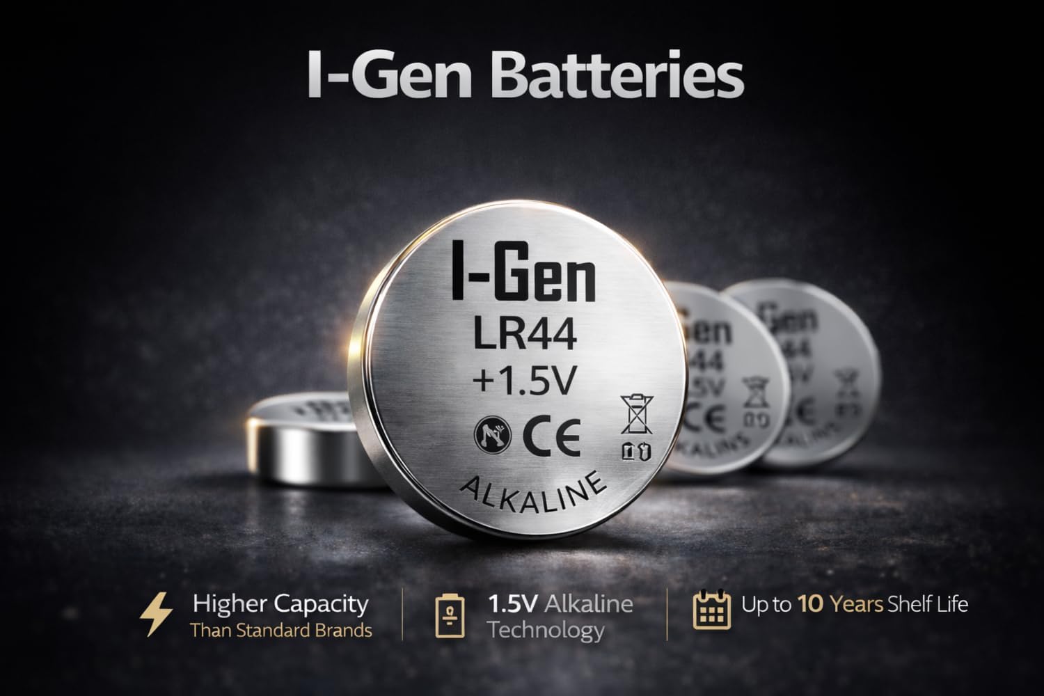 Batteries LR44 1.5V Alkalin Düğme Pil (AG13, A76, L1154) 10'lu Paket