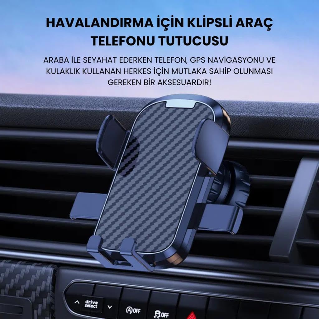 Klipsli Sarsılmaz Airwent Araç Havalandırma Telefon Tutucu Araç İçi Telefon Tutucu