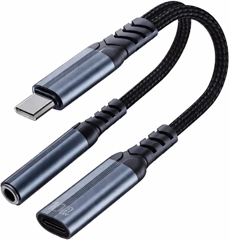 2-in-1 Type-C Adaptör, 100W Güç Çıkışı, Alüminyum + Nylon Kablo, Müzik Dinleme, Arama Yapma, Type-C Arayüzlü Telefon ve Laptop Adaptörü | ZR1212