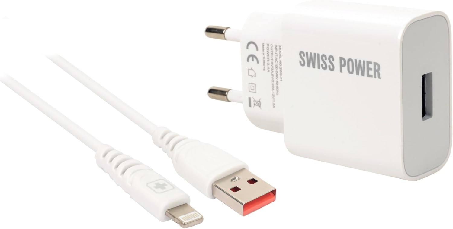 Swiss Power 18w 3.0 Lightning ile Uyumlu Hızlı Şarj Seti SWS-A1 - Beyaz