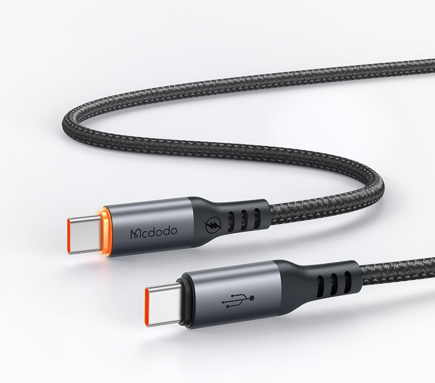 CA-2040 Type-c Type-c 100W PD Hızlı E-Marker Çipli Örgü Poweroff Kablo 1.2m Siyah