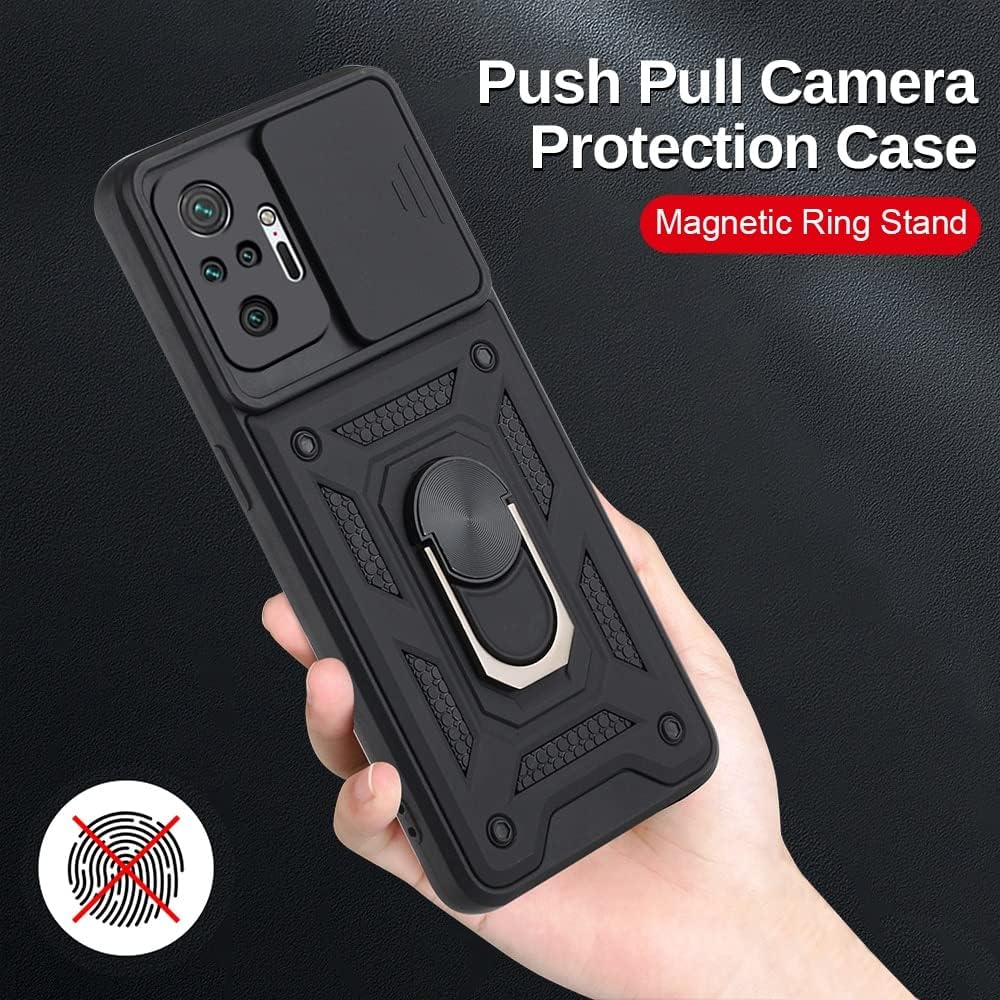 Xiaomi Redmi Note 10 Pro Kılıf Lens Sürgülü Yüzüklü Tank Silikon Pars