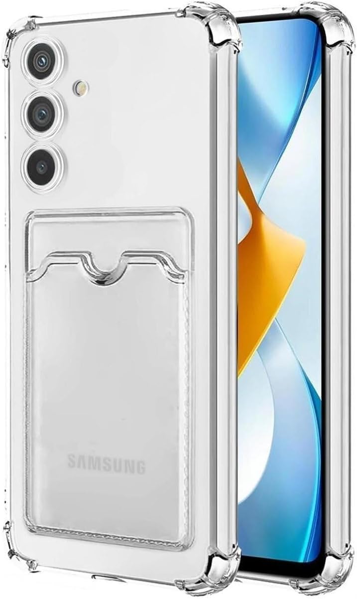 Galaxy A37 İle Uyumlu Yüksek Kalite Özel Kartlıklı Şeffaf Telefon Kılıfı – Arka Cepli Cüzdanlı Silikon Koruyucu Kapak Darbe Emici Esnek TPU, Günlük Kullanıma Uygun SZR03
