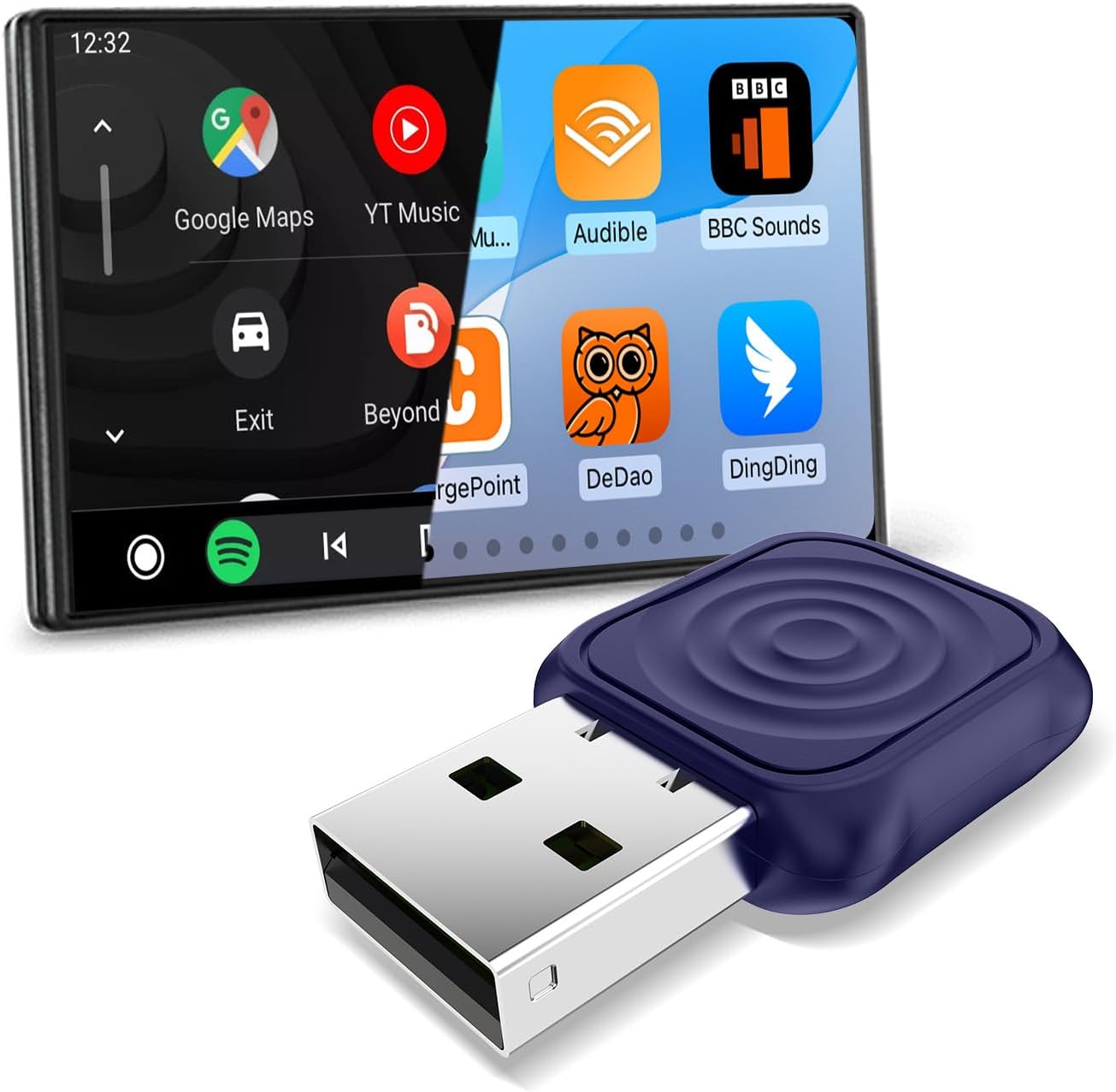 Mini Ultra iPhone ve Android için Kablosuz Adaptör Kablolu CarPlay ve Android Auto'ya Kablosuz Dönüştürür, Tak ve Kullan, Arabalarla Uyumlu