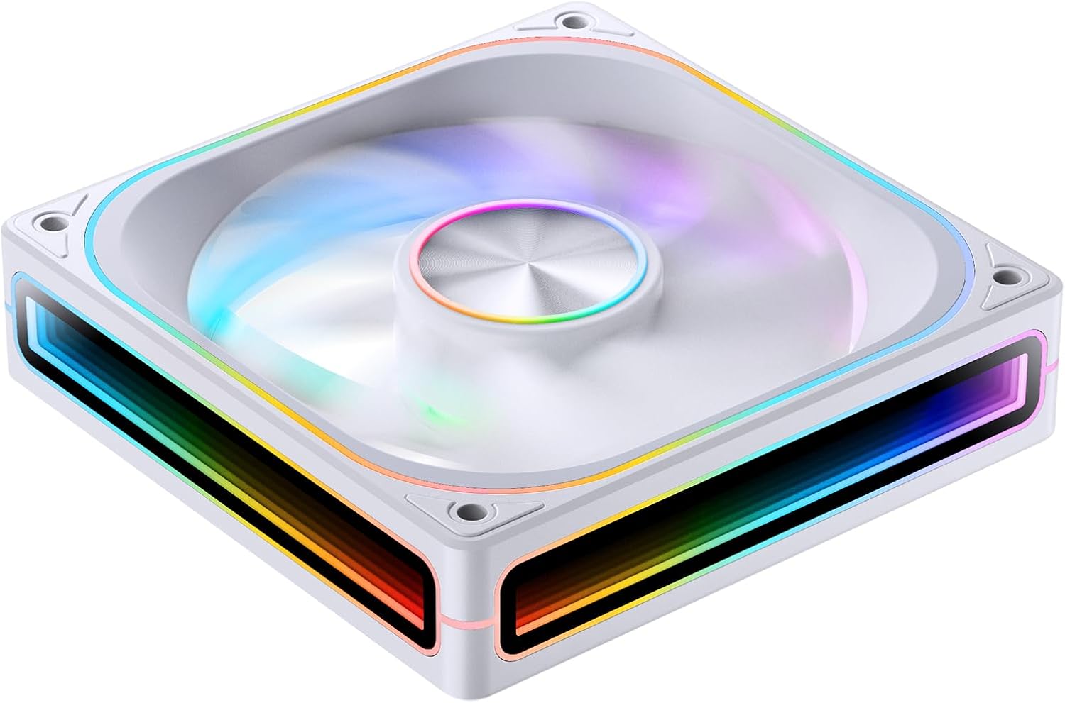 ZA-120WR (Ters) PC Kasa Fanı, Ters Bıçak, 4 Taraflı Sonsuzluk Aynalı Sessiz Bilgisayar ARGB Fanı 2400RPM, PWM Entegre M & F Kafası, Alüminyum Etiket, 28MM Kalın, Beyaz