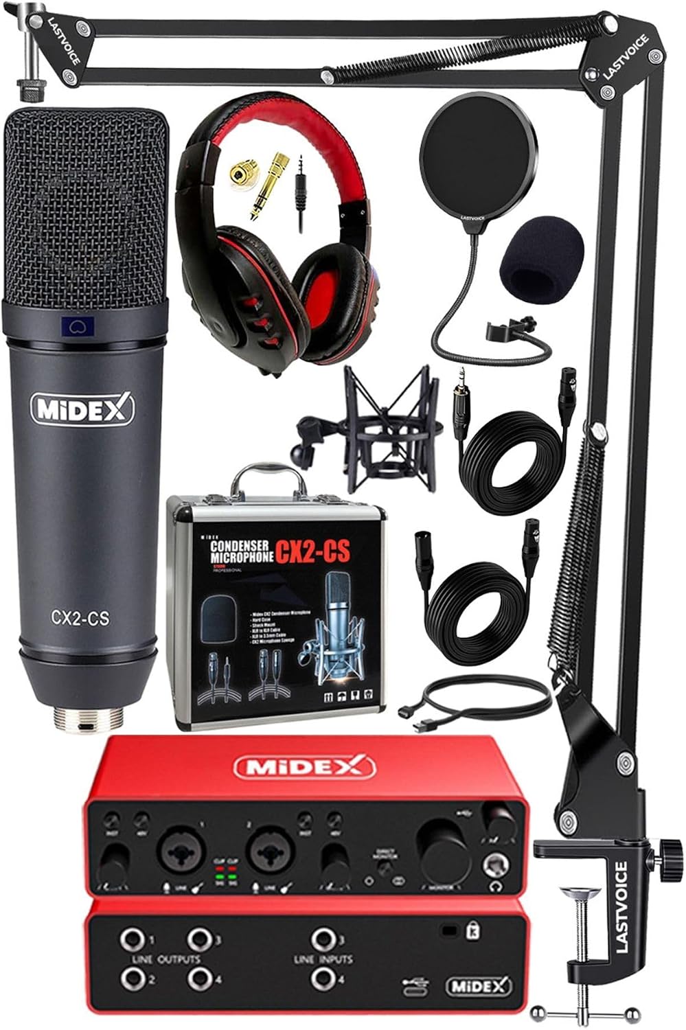 Functional Paket-4 Stüdyo Ekipmanları Mikrofon 4 Çıkış Ses Kartı Full Set