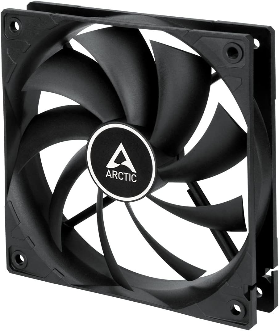 F12 - PC fanı, 120 mm standart kasa fanı, sessiz fan, standart gövdeli kasa fanı, itme veya çekme yapılandırması mümkün, 1350 rpm - siyah