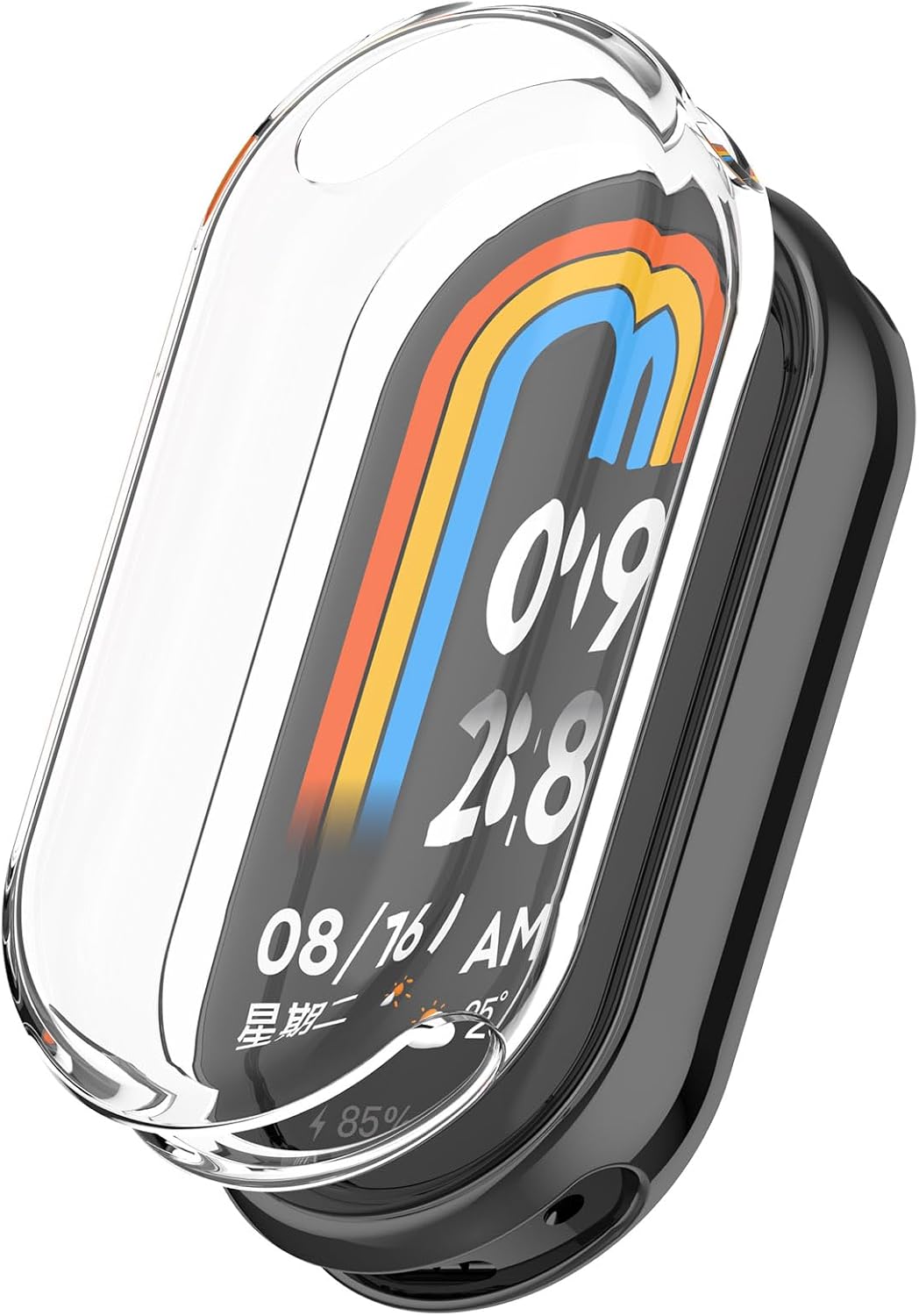 Xiaomi Mi Band 8 ile uyumlu Silikon Kasa Ekran Koruyucu 360 Şeffaf Tam Kapatan Çerceve PC Kasa Koruma Gard Çerçeve Şeffaf