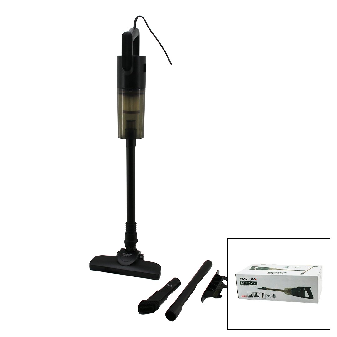 Awox Neto VC-10 Siyah Metal Saplı Dik Elektrikli Süpürge 500W 5MT KABLOSAP=75+35=110CMHEPA Filtre