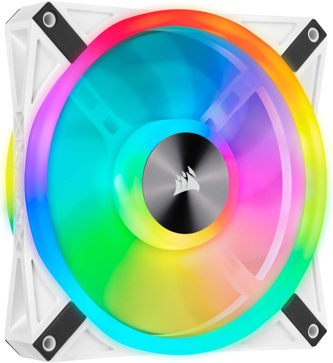 iCUE QL140 RGB, 140 mm x 25mm RGB LED PWM Fan (Maksimum hız 1250 RPM'ye kadar)- tek ünite, Beyaz