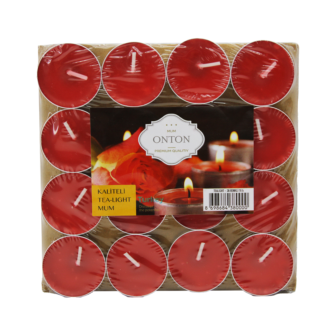 16 PARÇA KIRMIZI TEA LİGHT YUVARLAK MUM