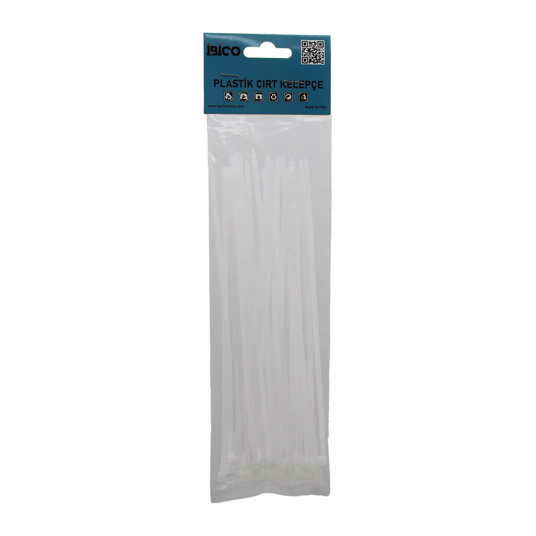 25PCS BEYAZ 3.6X200MM PLASTİK CIRT KELEPÇE