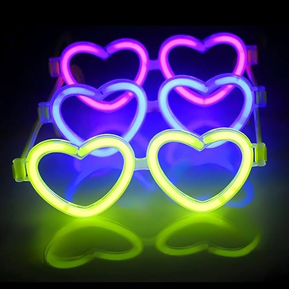 Glow Kalpli Fosforlu Gözlük 6’lı Renkli Set – Neon Parti