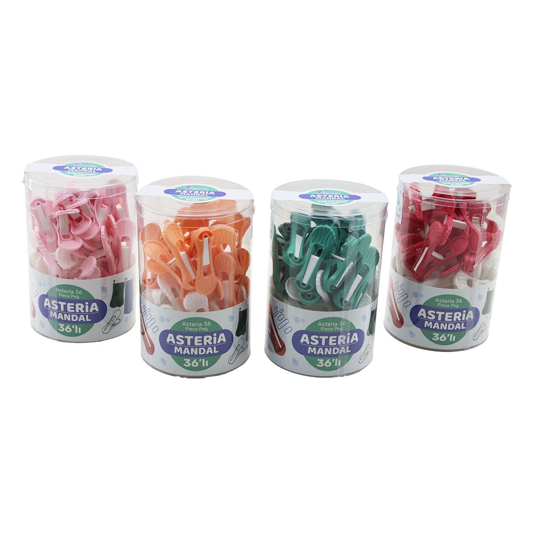 36PCS YAYSIZ PLASTİK RENKLİ MANDAL KUTULU