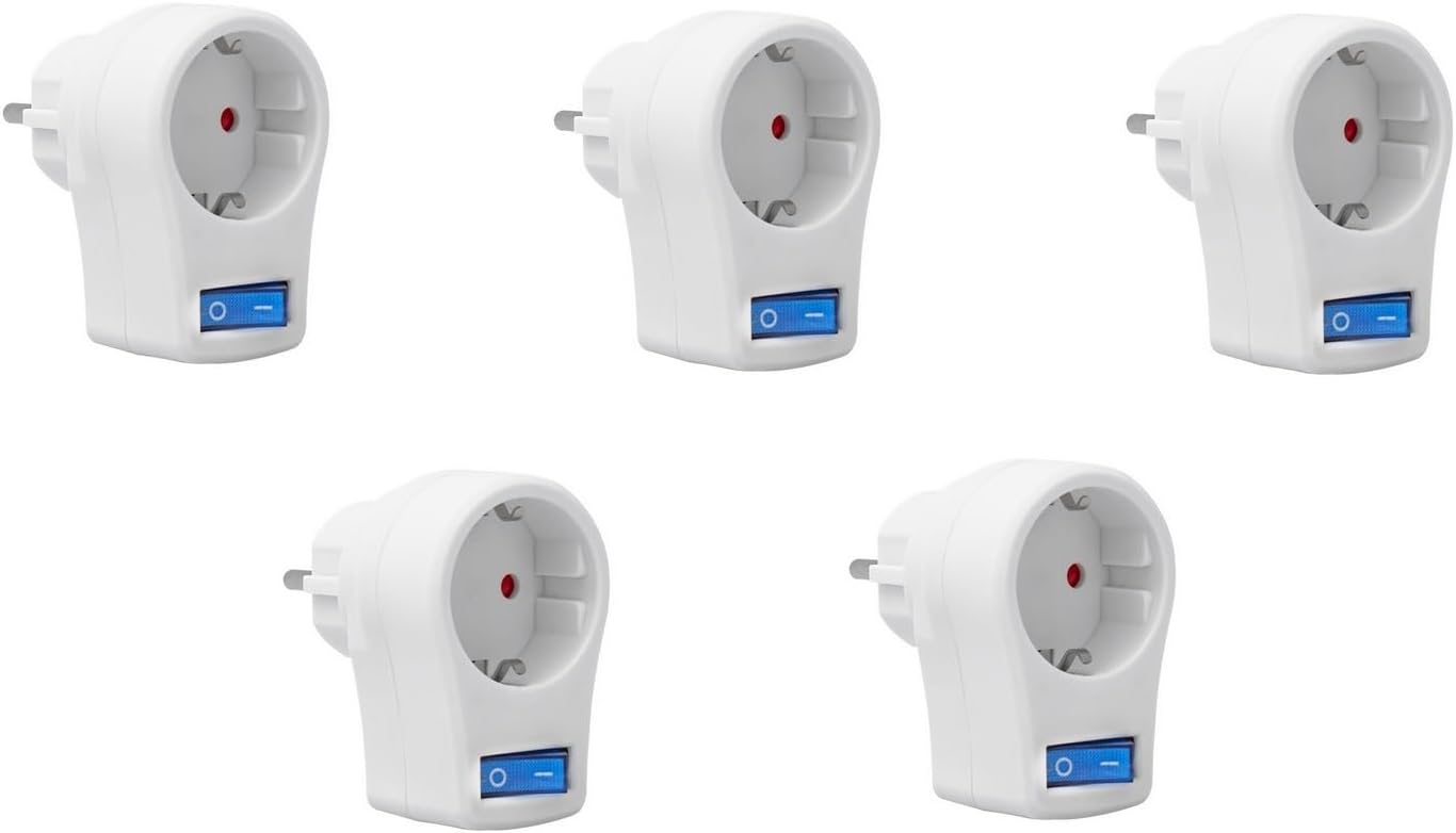 Anahtarlı Akım Korumalı Tekli Priz 10 Amper - 2510 Watt, Powermaster, Bilgisayar, Buzdolabı, Televizyon, Çamaşır Makinesi, 5 Adet