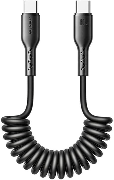 SA38-CC3 Easy-Travel Serisi 60 W Sarmal Tip-C - C Tipi Hızlı Şarj Veri Kablosu, 1,5 Metre Uzunluk, Siyah