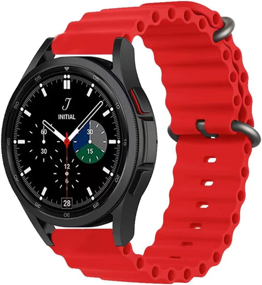 Huawei Watch GT3 Pro İle Uyumlu Dalgalı Okyanus Quintessential 46mm Rahat Kullanım Esnek Kabartmalı Kırılmayan Quintessential Metal Tokalı Kordon Kırmızı