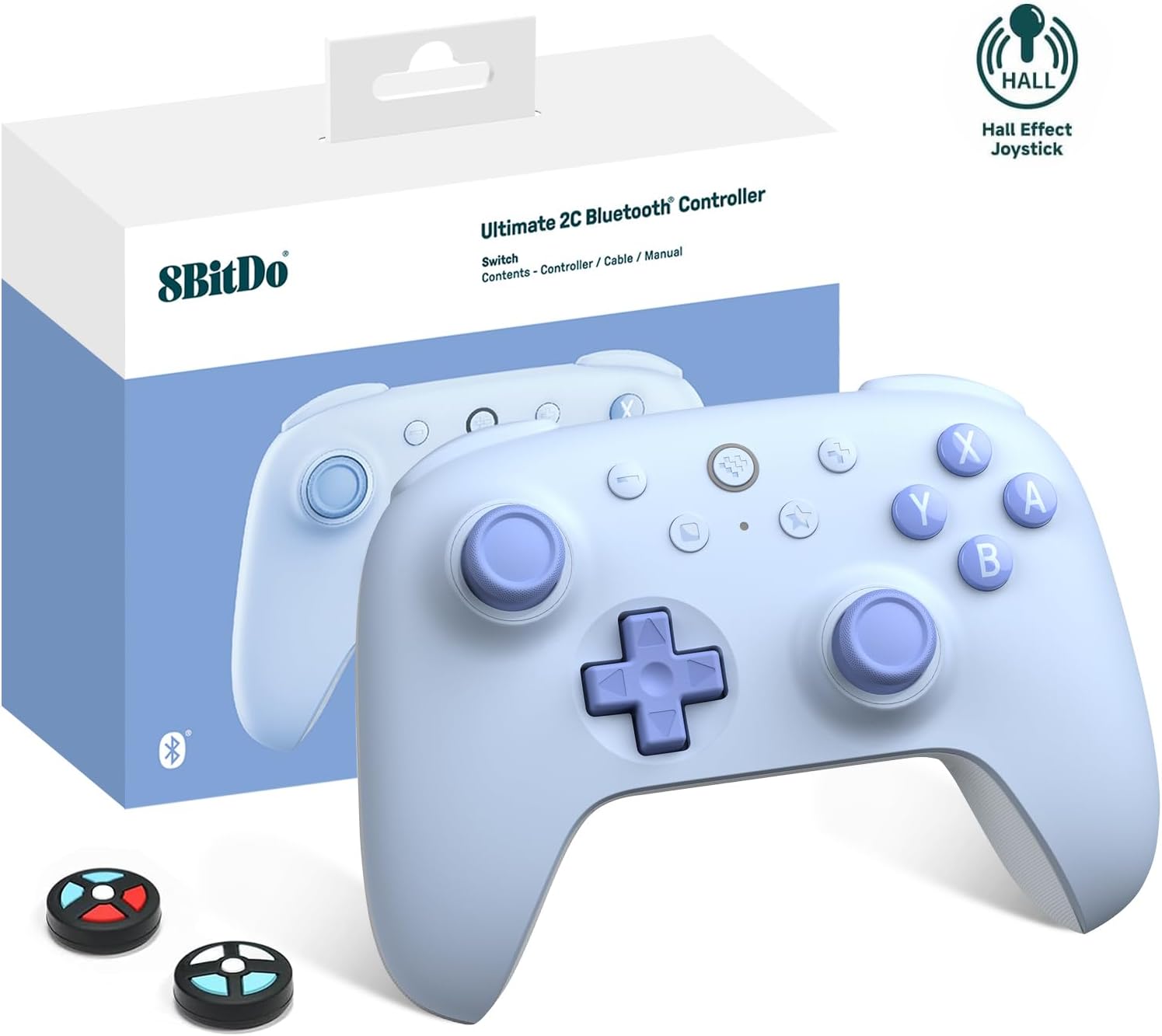 Ultimate 2C Bluetooth Controller for Switch 2, Switch/OLED/Lite, Hall Effect Joysticks, Non-linear Digital Triggers, Remappable L4/R4 Bumpers, 6-axis Motion, Rumble Vibration (Blue)